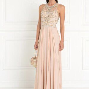 Halter Neck A-Line Evening Dress GSGL1564
